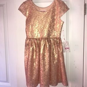 Kids size 12 rose gold lace dress